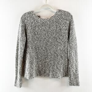 Lilla P Long Sleeve V-Neck Pullover Sweater Marble Gray Medium